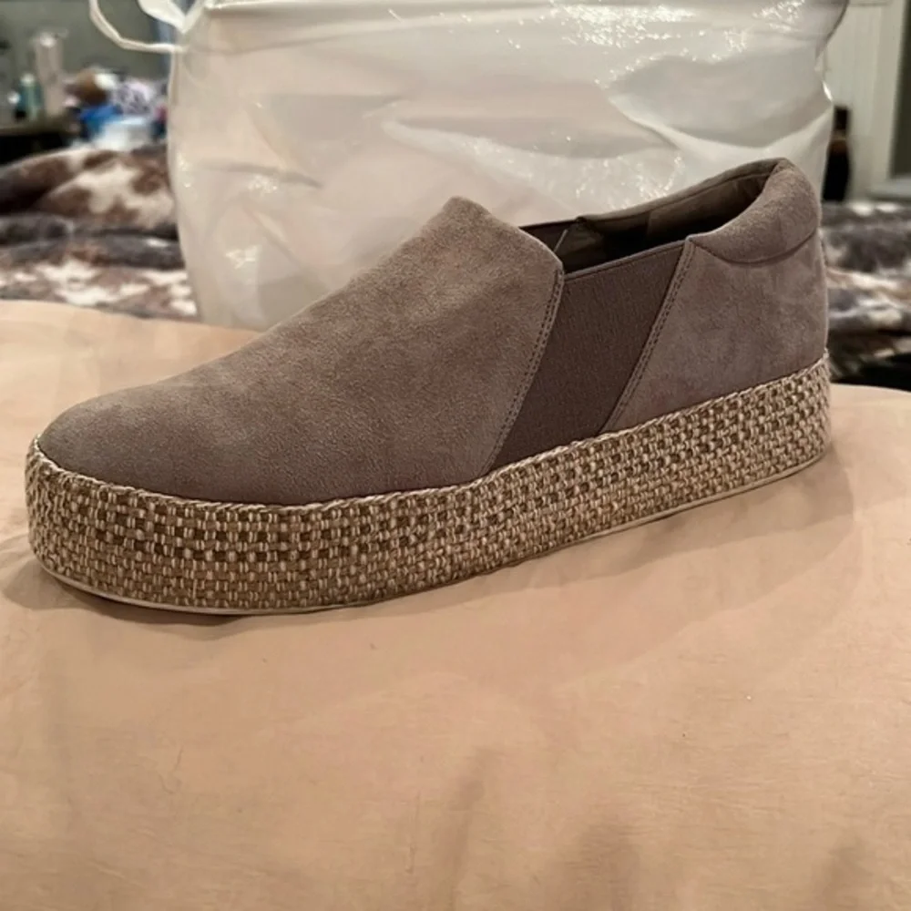 VINCE Suede and Woven Platform Sneakers